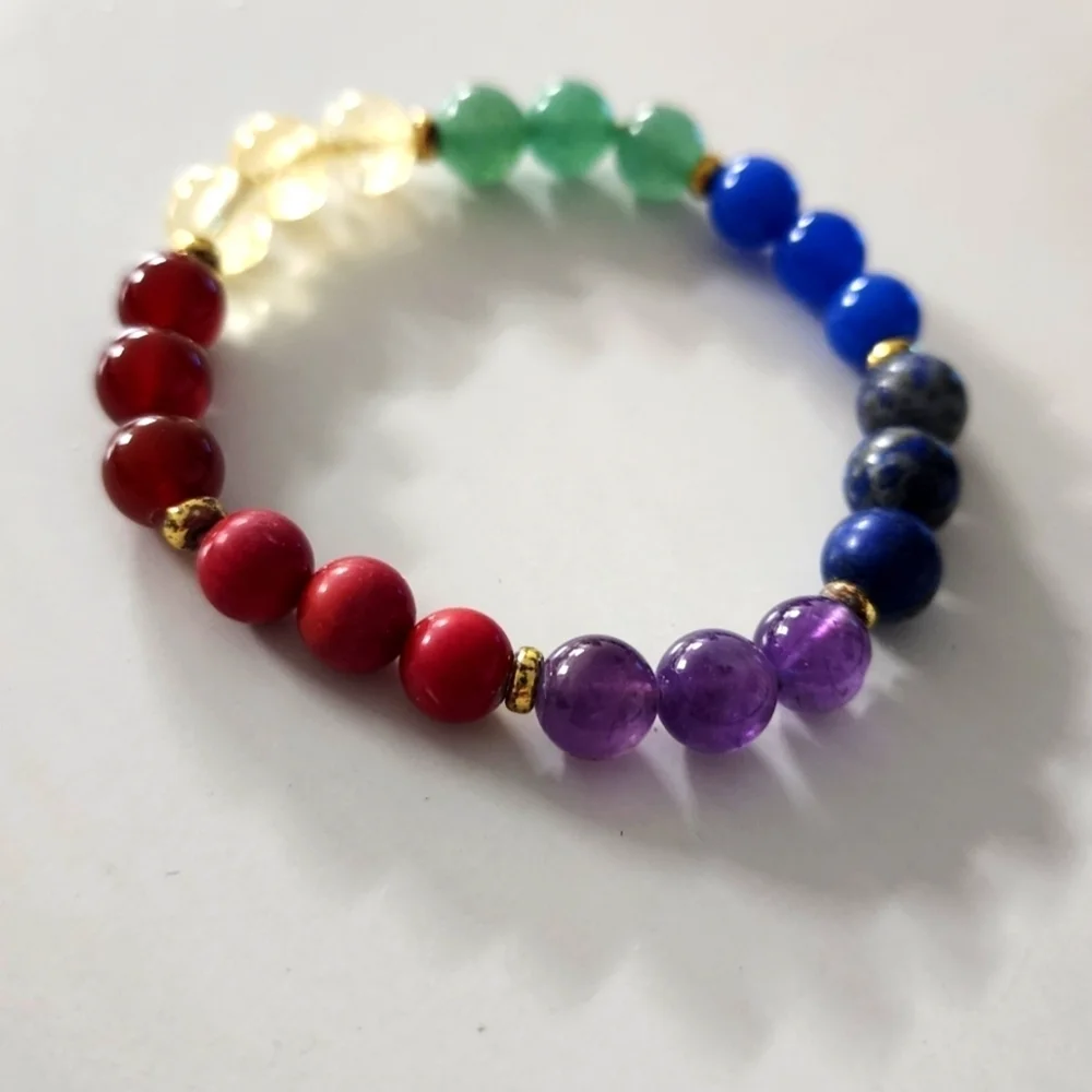Chakras Multicolor Beaded Bracelet Meditation Good Energy